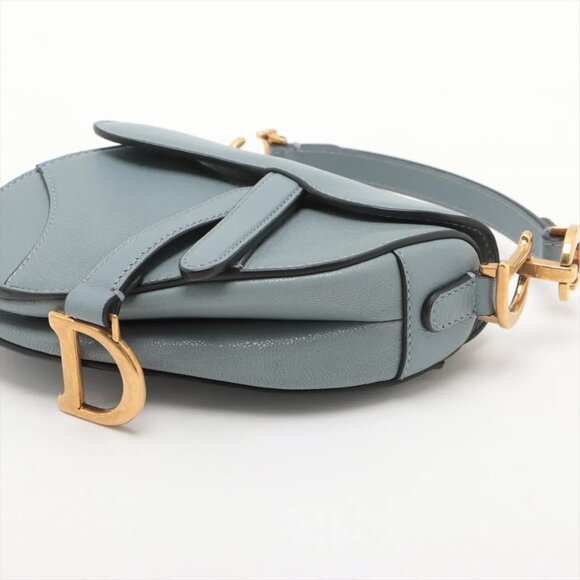 Christian Dior Saddle Bag Leather Shoulder bag Blue - Picture 3 of 9